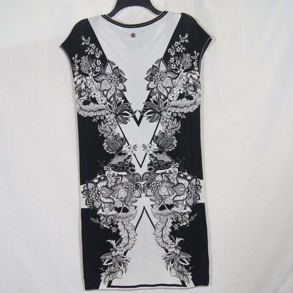 Roberto Cavalli Black White Floral Midi Dress | Italian Designer - Picture 6 of 9